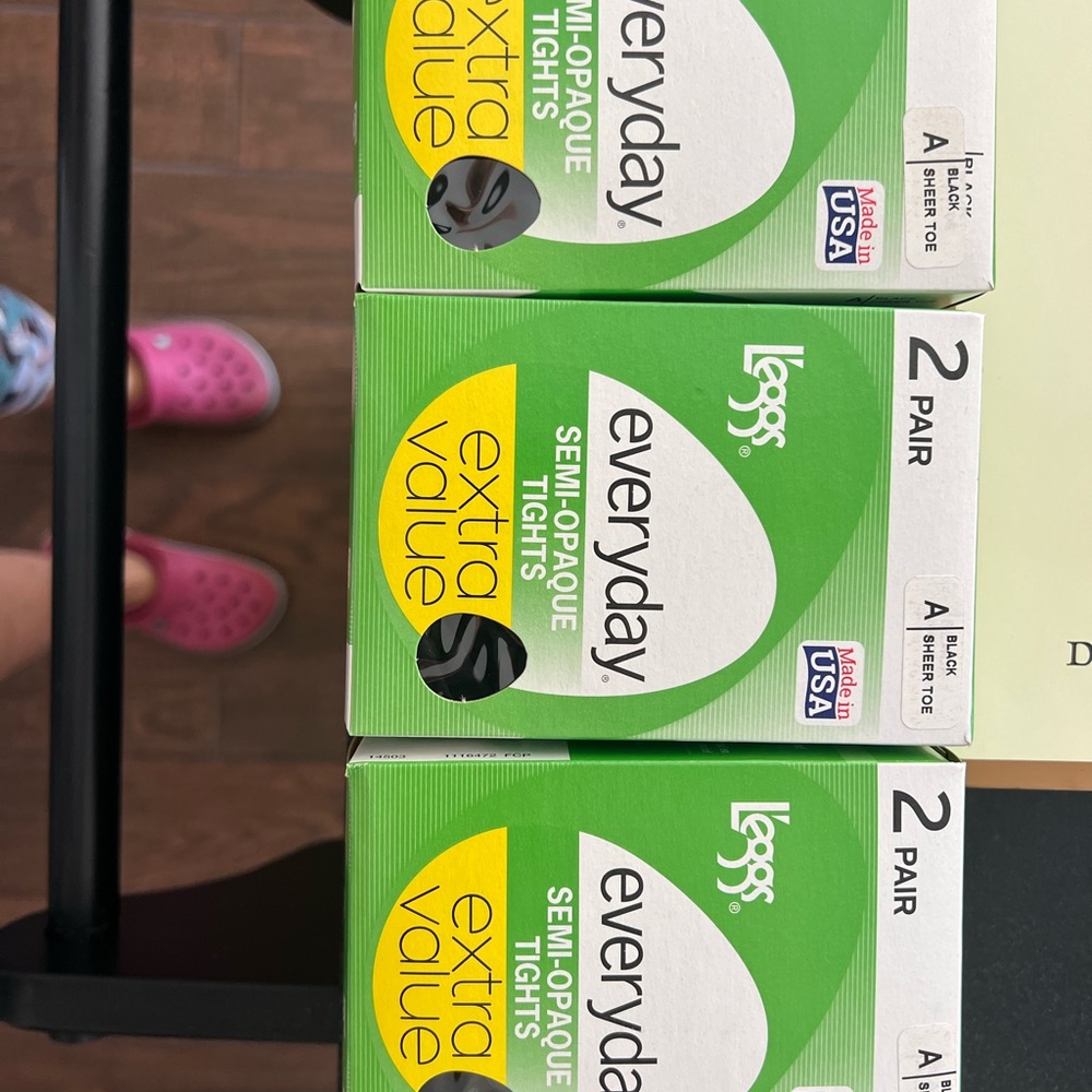 LEGGS PANTYHOSE - 3 Boxes - 6 total  Leggs Everyday Sz A - Black Sheer